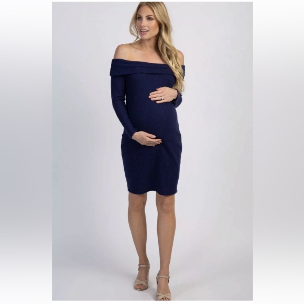 Pinkblush navy off the shoulder dress BNWT